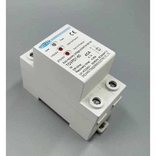 40A 230V Din rail 3 LED automatic reconnect over voltage and under voltage protective device protector protection relay