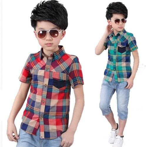 Boys shirt 4-15T kids casual clothes children summer cotton Blouse Childrens Fashion autumn costume boys shirt baby outwear
