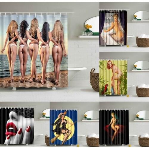Sexy Naked Women Shower Curtain High Quality Boho Home Decor Washable Bath Curtains Bathroom Polyester Fabric Screen With Hooks