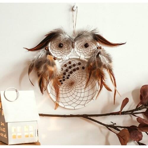 Owl Dream Catcher Pendant Feather Dreamcatcher Hanging Ornament Home Wall Decoration