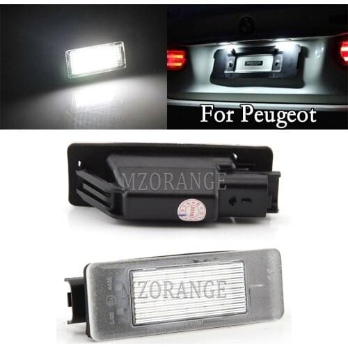 2Pcs LED License Plate Light For Peugeot 106 407 307 308 207 208 For Citroen C2 C3 C4 C5 12V SMD Car Parts LED Number Plate Lamp