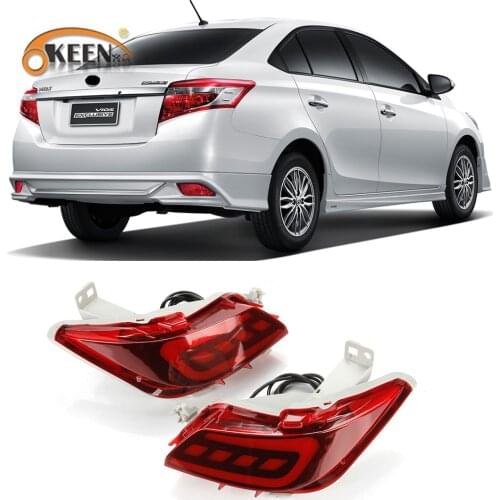 2pcs LED Rear Bumper Reflector For Toyota Vios 2016 2017 2018 Parking Warning Braking Drving Taillight Waterproof