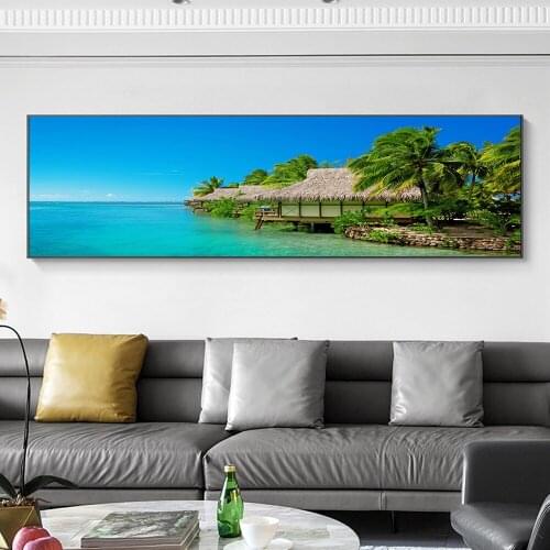 Tropical Beach Palm Tree Poster Print Coastal Wall Art Canvas Painting Tropical Seascape Picture For Living Room Home Decoration