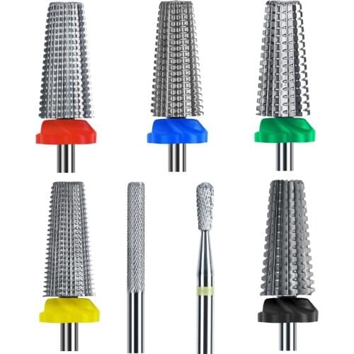 5 In 1 Carbide Nail Drill Bits Milling Cutter for Manicure Fastest Remove Acrylics&Gels -Two Directional for All Hand Use