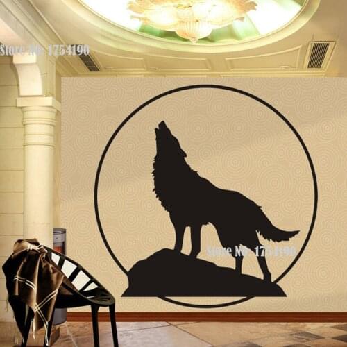 Wolf Howling Twilight - Vinyl Wall Decal Sticker Decor, free shipping,color white black brown .....RS5050