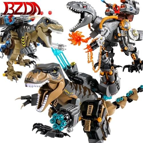 BZDA High-Tech Dinosaur Toys For Childing Creative Series Dinosaurios Jurassic World Building Blocks Mechanical MOC Bricks