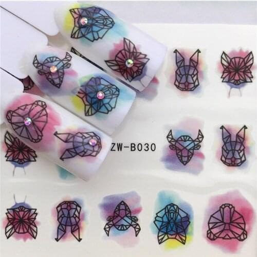 1 sheet DIY Nail Art Water Transfer Stickers Geometry Deer slider adhesive Watermark Decals Women Beauty Wedding Nails