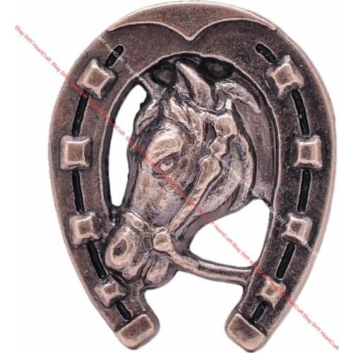 10Pcs 27*23mm Retro Silver Western Horse shackle clevis Rivet Stud Fastener Leathercraft Belt Saddle Tack Conchos Rivetback