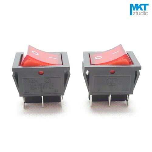 10Pcs Red 31*25mm 6 Pins 2 Positions DPDT Miniature Electrical Boat Rocker Switch With LED Light