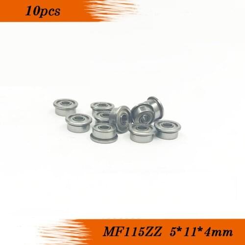 10pcs/Lot MF115ZZ MF115 ZZ 5x11x4mm ABEC-5 Miniature Flange Bearing Thin Wall Deep Groove Ball Radial Ball Bearing
