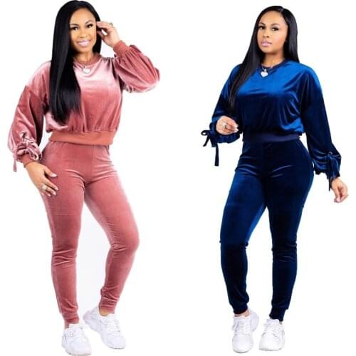 2019 autumn Fashion two piece set women tracksuit womens two piece sets Casual outfits crop top Pencil Pants