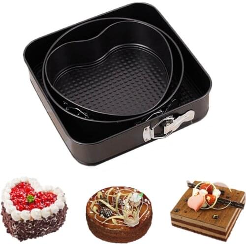 3pcs/set Non-Stick Spring form Pan Removable Bottom Bakeware Carbon Steel Cake Molds Round/heart/square Cake Baking Pan