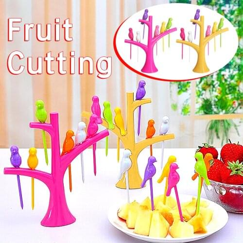 6pcs/lot Birdie Fruit Fork Birds On The Tree Dessert Cake Dinnerware Funny Forks For Cake Dinnerware Party Cocktail Event Party