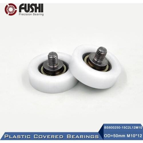6002ZZ Screw Pulley Bearing OD 50 mm M10*12 ( 2 PCS ) Doors and Windows Roller Mute Wheel POM 6002 ZZ Plastic Covered Bearings