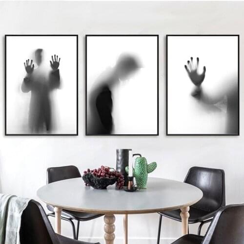 Abstract Black and white Hazy Art character Canvas Painting Wall Picture Home Decor Prints Poster For Living Room Free Shipping