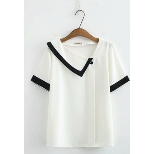 Plus size Asymmetrical collar patchwork chiffon women loose tshirts 2020 new summer casual ladies t shirts female tops t-shirts