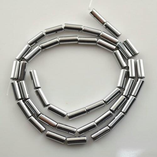 Pillar Shape Shine Natural Hematite Silver and Gold Color 4x9mm Column Beads 10pc/lot Free Shipping