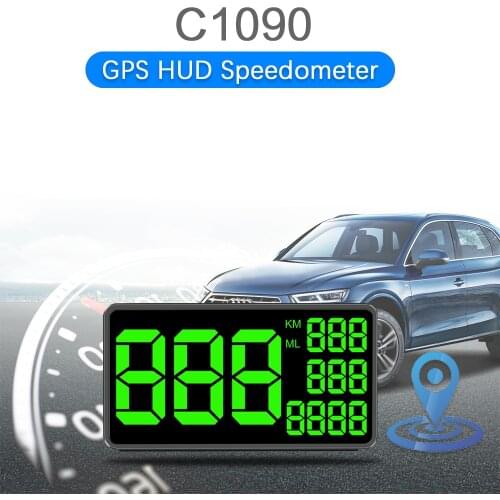 C1090 GPS Speedometer Hud Display KM/h MPH Car HUD Head Up Display C60 C80 C90 Large Screen Speed Meter Overspeed Warning