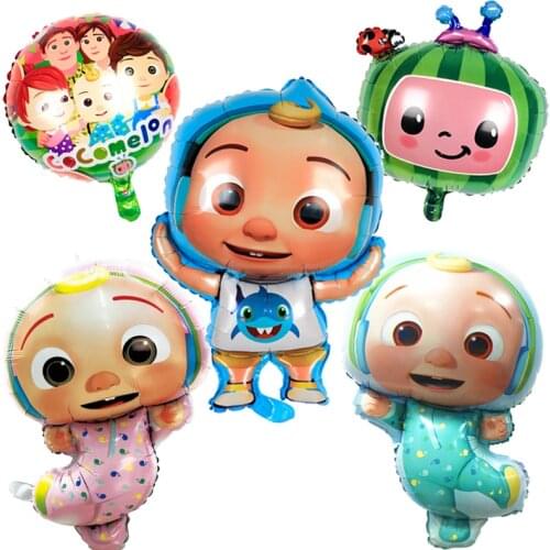 Cocomelon Theme Aluminum Balloon Birthday Decoration Latex Balloon Party Supplies Watermelon Music Note Boy Baby Shower Kids Toy