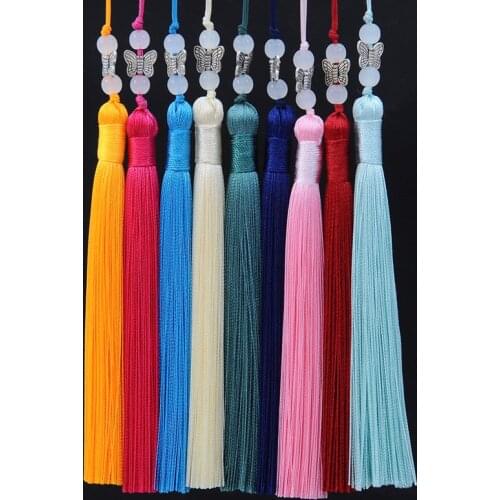 1Pcs Chinese Style Butterfly Long Silk Tassels DIY Curtain Garment Crafts Pendant Fan Jewelry Making Material Bookmarks Tassel