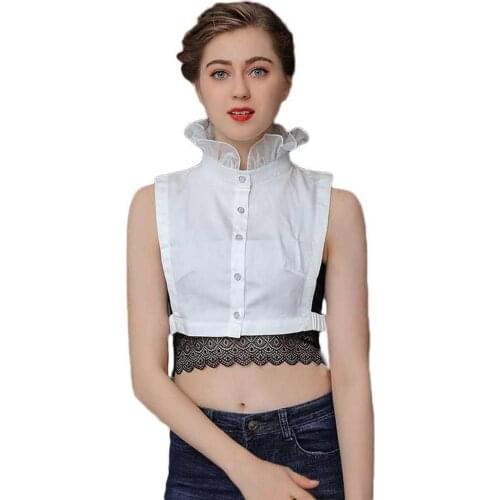 Idopy Women Girls Elegant Fake Collar Detachable Layer Agaric Ruffles Stand False Collars Half Shirt Decoration Blouse