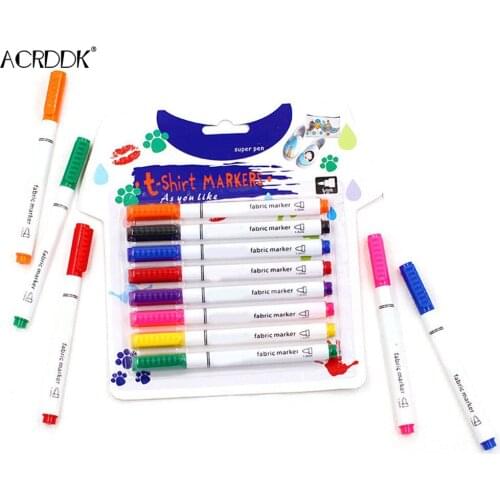 Fabric Markers Pens Permanent Paint Marker Fabric Pen 8 Colors Art Markers for Clothes Canvas T-shirt Shoes FC