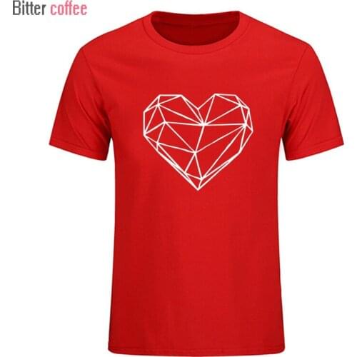 Mens T-Shirts Summer NEW Short Sleeve T-shirt Men Cool Funny Simple Geometric Heart-Shaped Print Cotton Men Brand Tee Shirts