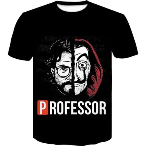 Funny 3D Printed La Casa De Papel T Shirt Money Heist Tees TV Tshirts Men black Short Sleeve House of Paper t shirt camisetas