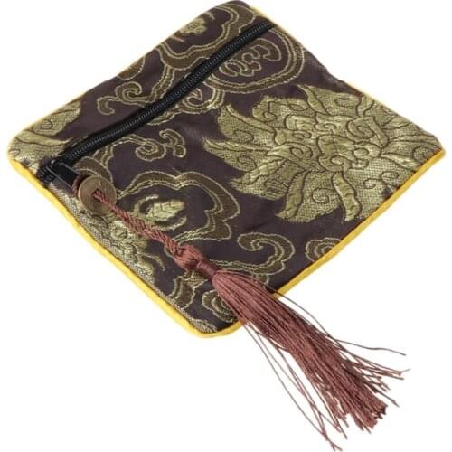 Classic Chinese Embroidery Jewelry Bag Organizer Silk Tassel Traditional Pouch