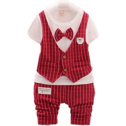New Summer Baby Boys Clothes Suit Children Cotton Plaid T Shirt Shorts 2Pcs/sets Toddler Formal Clothing Infant Kids Tracksuits