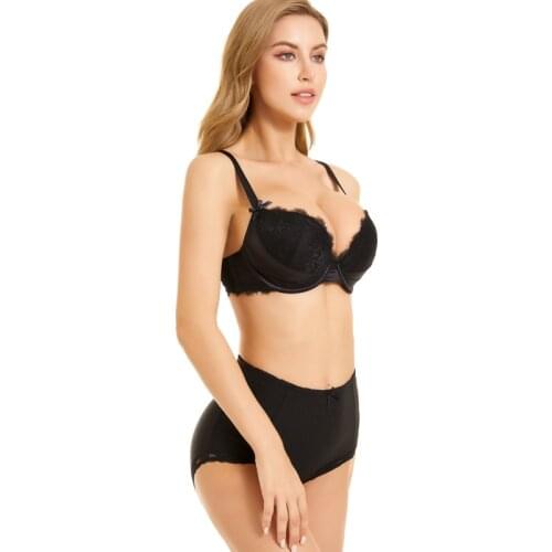 MiaoErSiDai Women Sexy Bra Set Push Up Lingerie Lace Ladys Underwear Bra and Panty Plus Size High Waist Brief Suitable For Year