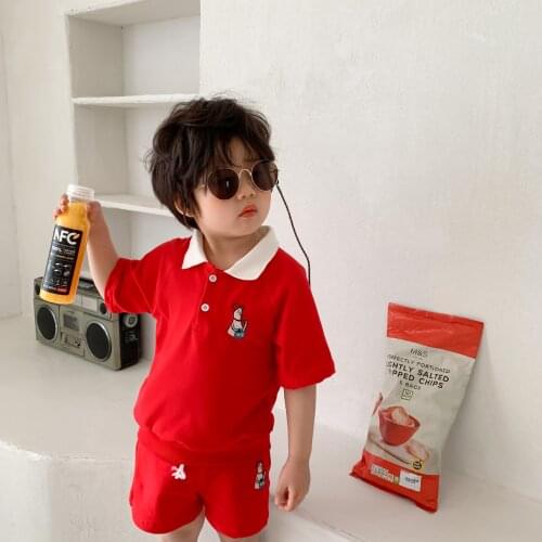Baby Boys Suit 2021 Spring Red Boy Clothes Short Sleeve T Shirt+Short Children Sport Clothes Suit 1-7T Baby Girl Suit