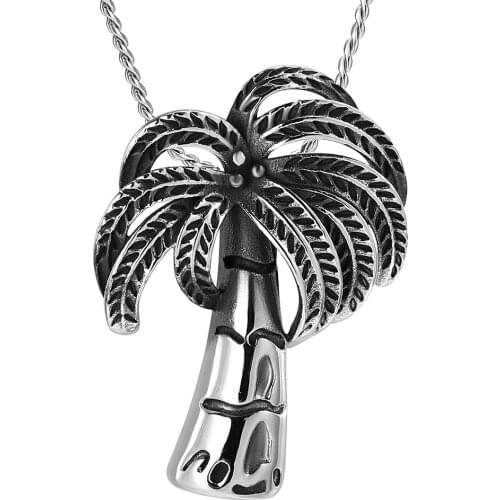 Cremation Jewelry Coconut Tree Urn Necklace for Ashes for Women Men Keepsake Memorial Ashes Necklace