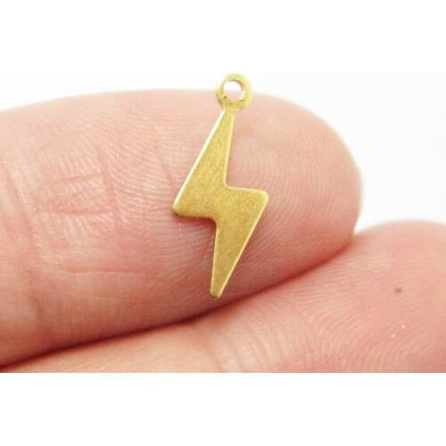 50pcs Brass earrings charms 14x6x0.4mm Mini lightning Raw brass findings lead free jewelry supplier R985