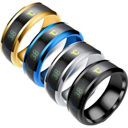 Multifunctional Waterproof Intelligent Smart Temperature Couple Ring Titanium Steel Finger Jewelry