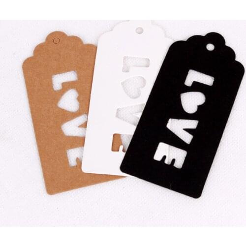 Fashion 100pcs/lot Hollow Out Love Letters Paper Price Tags Jewelry Display Stickers Labels Cards Holder Customized