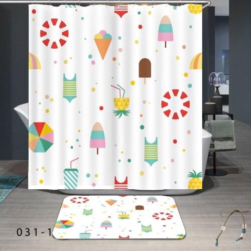 Cartoon Bathroom Curtain Shower Curtains Waterproof Mildewproof Bath Curtain with Plastic Hooks Home Decor 180x180cm