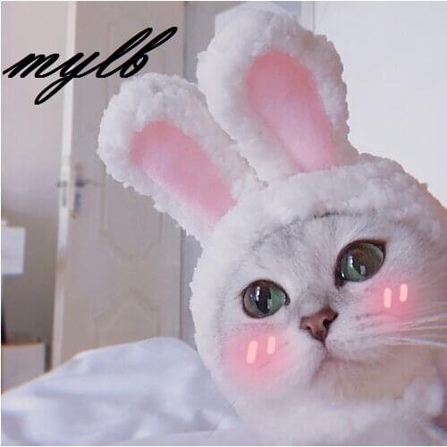 Mycyk Funny Pet Dog Cat Cap Costume Warm Rabbit Hat New Year Party Christmas Cosplay Accessories Photo Props Headwear