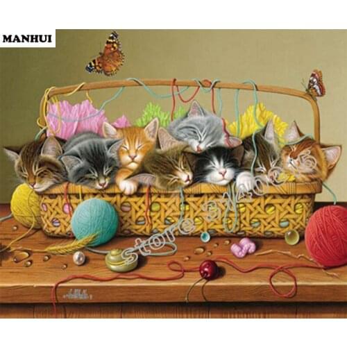 5d diy Diamond painting Cross Stitch kit FULL Diamond Embroidery diamond mosaic pattern Cat Family picture home decor BFC158
