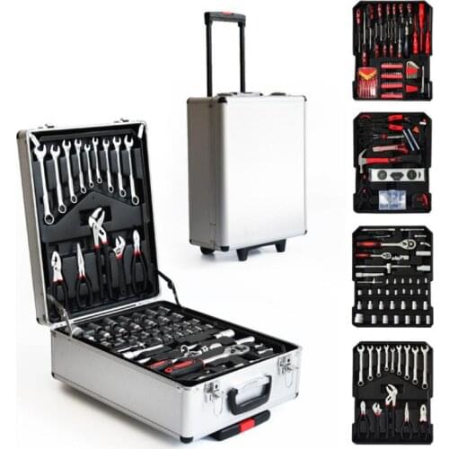 186-Piece Tool Set, Four-Layer Aluminum Box Trolley Case, Hardware Combination Auto Repair Tool