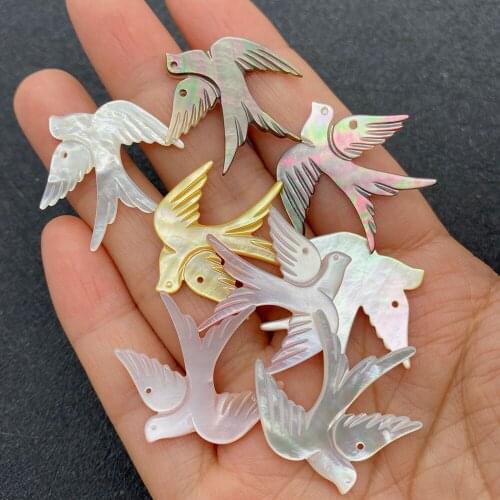 Wholesale multicolor bird shape pendant natural shell for jewelry making DIY handmade accessories beaded decoration fashion