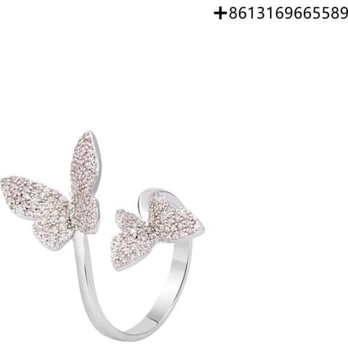 Secret Butterfly Series Double Butterfly Open 925 Ring Light Luxury Delicate Small Open Ring Ring Ring