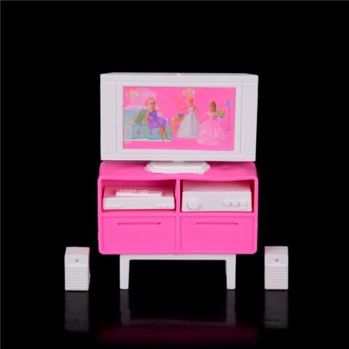 Plastic Play TV Stand Cabinet 1/6 Scale For Dolls House Dollhouse Furniture
