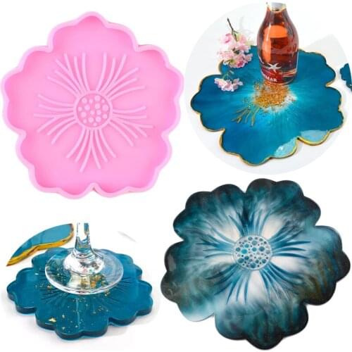 Flower Coaster Resin Mold Tea Tray Fruit Plate Cup Mat Silicone Mold Sunflower Epoxy Resin DIY Crafts Home Table Decoration