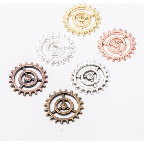 10pcs 17*17mm 6Colors Steampunk Type Gear Charm Zinc Alloy Gold Gears Pendant For Jewelry Findings Diy Making