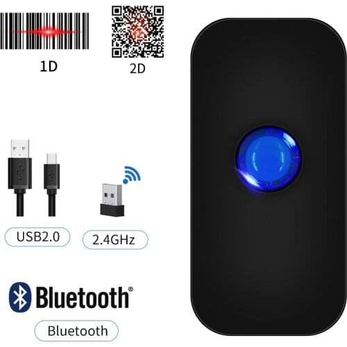 2D Portable Mini Bluetooth Wireless USB 3 in1 Barcode Scanner Reader Wireless and USB Wired Connetions