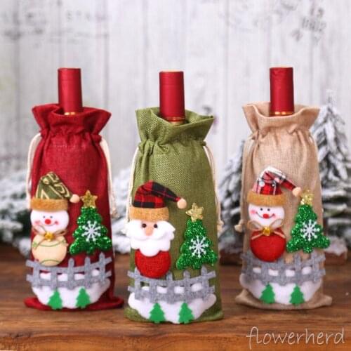 Christmas Decorations for Home New Year Wine Bottle Bags Linen Bottle Cover Cute Doll Festival Decors Xmas Table Ornaments