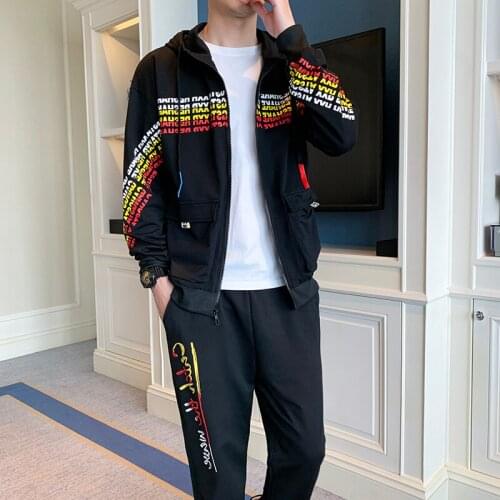 Tracksuit New Mens 2020 Spring Autumn Sportswear 2 Piece Set Sporting Suit Jacket+Pant Sweatsuit Men Clothing