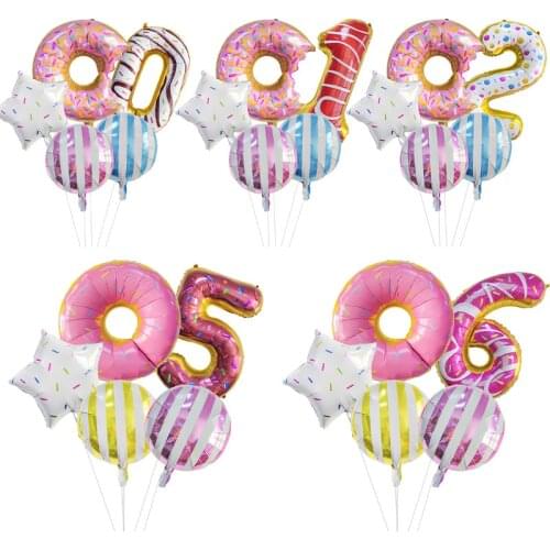 32inch candy number Foil Balloons New Year Party 18inch Donut Helium Globos Birthday Party Decorations Kids Balls Wholesale