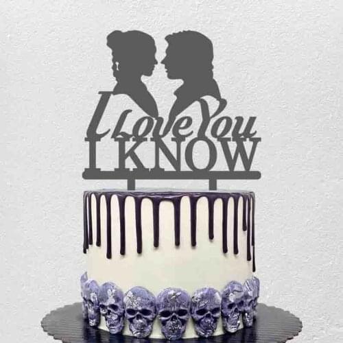 Personalized Party Cake Topper Bride & Groom Silhouette I Love You, I Know For Wedding Anniversary Party Cake Decoration Topper